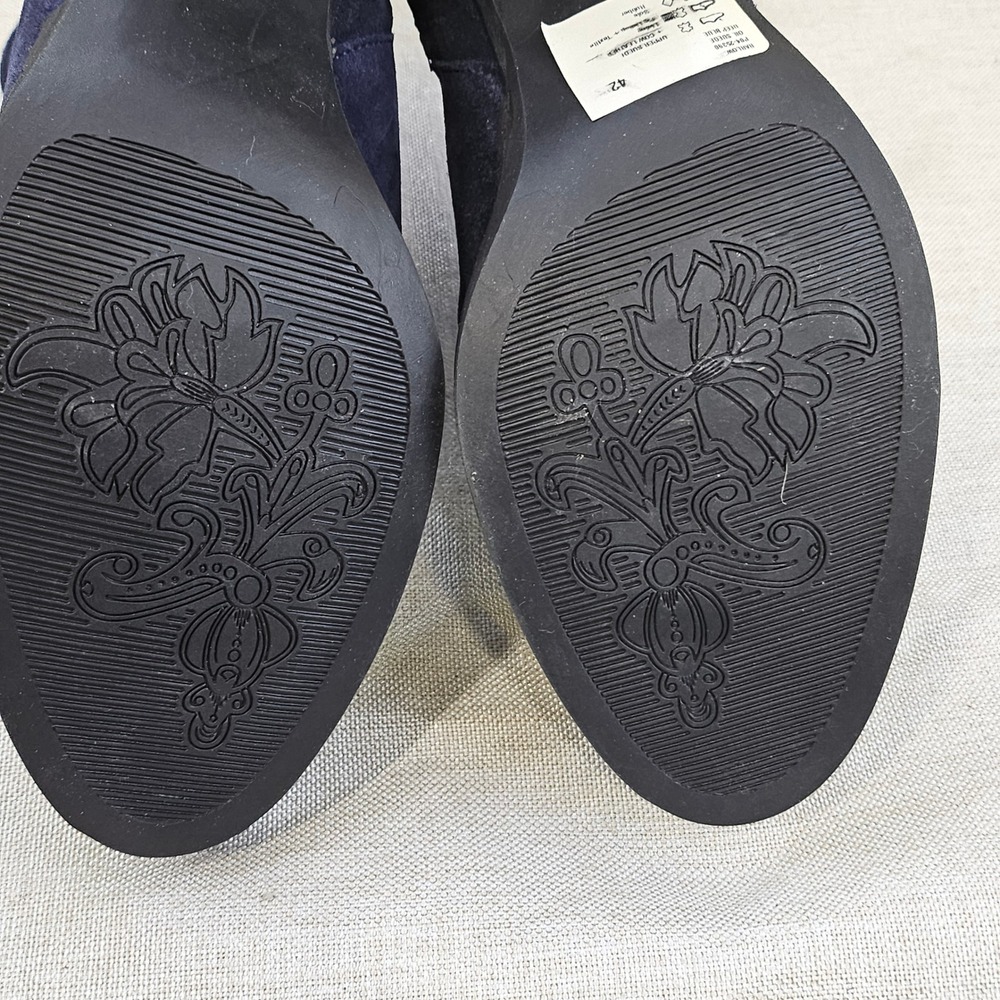 Bos & Co Barlow Deep Blue Suede Lace Up Ankle Boots Side Zip EU 42 US 11 New - Picture 14 of 16